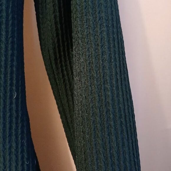 New Lace Up Henley T-shirt Top XS Dark Green Bullet texture fabric Cable knit LS - Picture 10 of 11